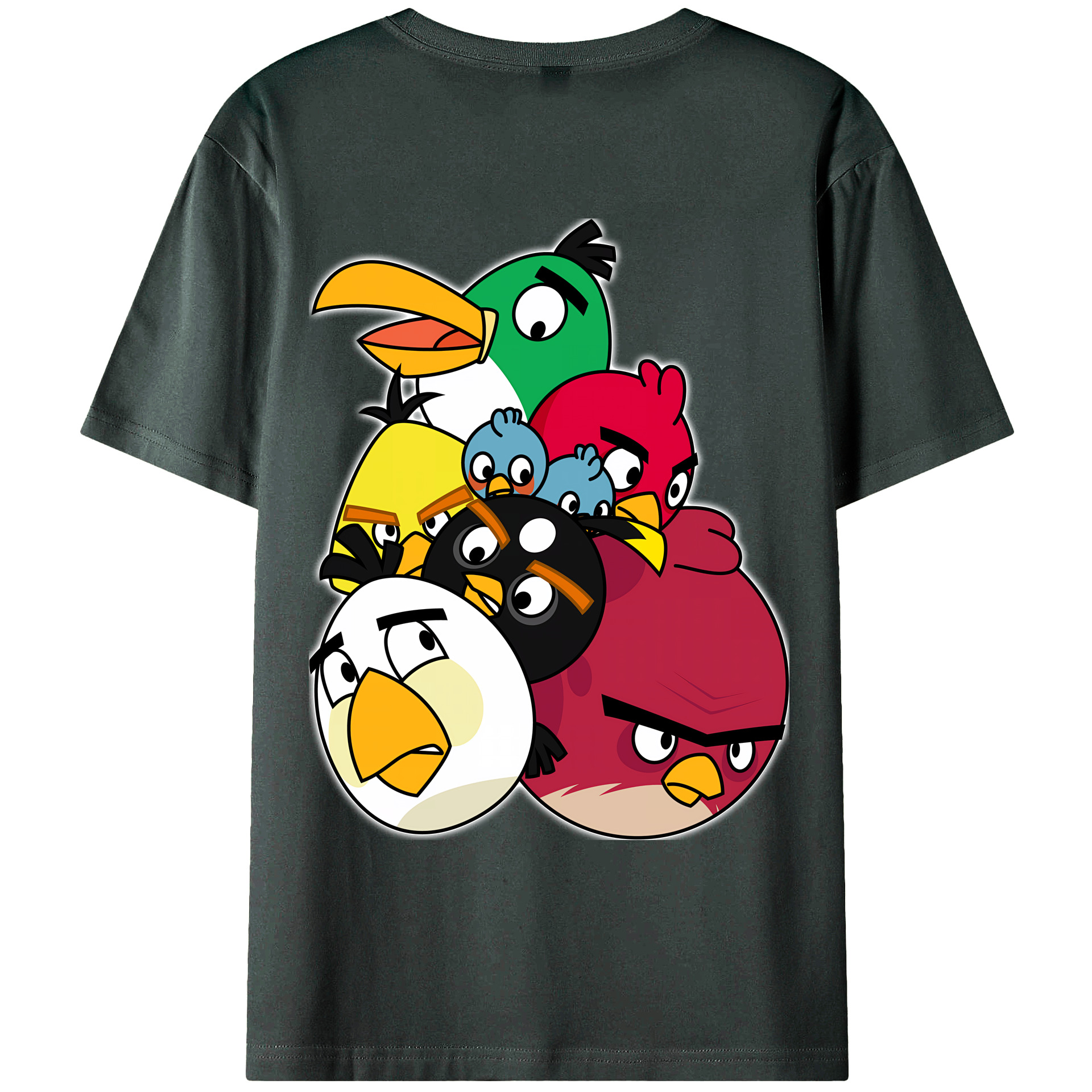 （画像用） Angry Birds アングリーバード 綿100％ メンズ半袖Tシャツ（バックプリント） 通気性